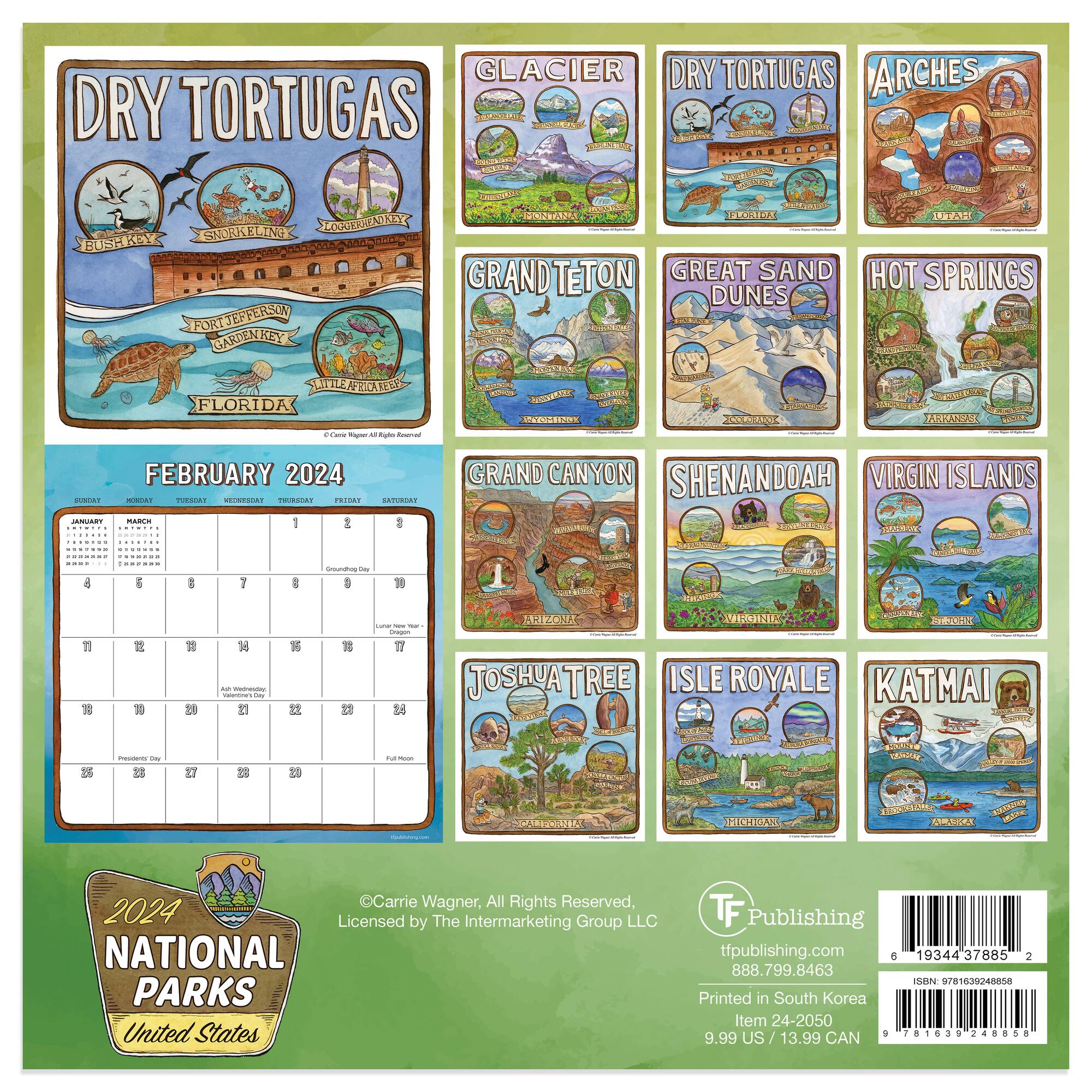 TF Publishing 2024 National Parks Art Mini Calendar